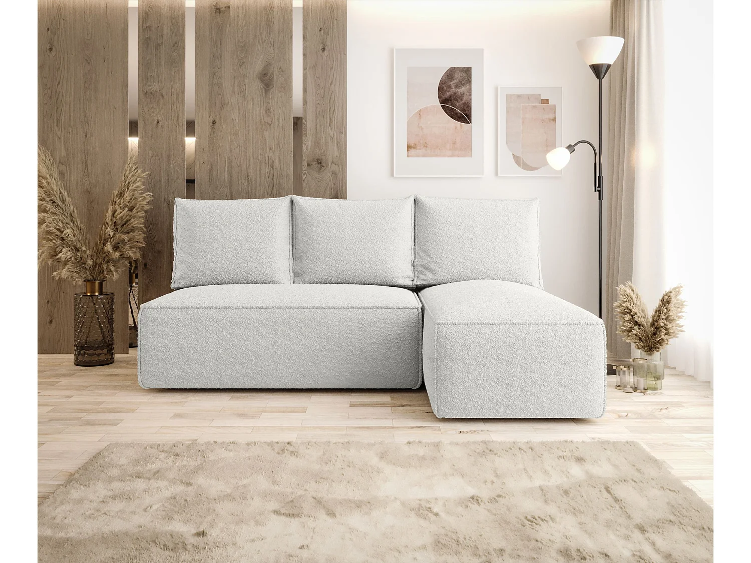 ECKSOFA mit Schlaffunktion SAVIO MINI Quelle 01 Creme Rechts L-Form Sofa mit Stauraum Bettkasten Wohnzimmersofa Couch Sofa Bettsofa Bettkasten Bettcouch