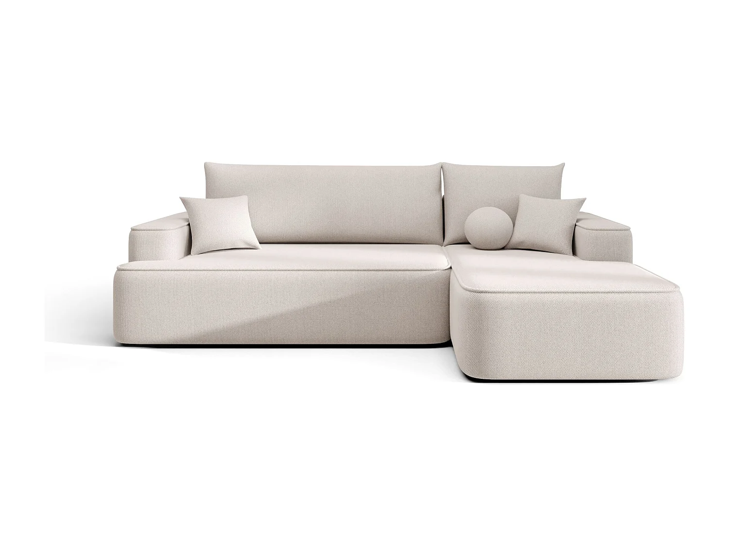 NAROŻNIK FIGO z funkcją spania Curio 02 Kremowy Prawy Sofa w kształcie L z pojemnikiem na pościel, sofa rozkładana, sofa do salonu