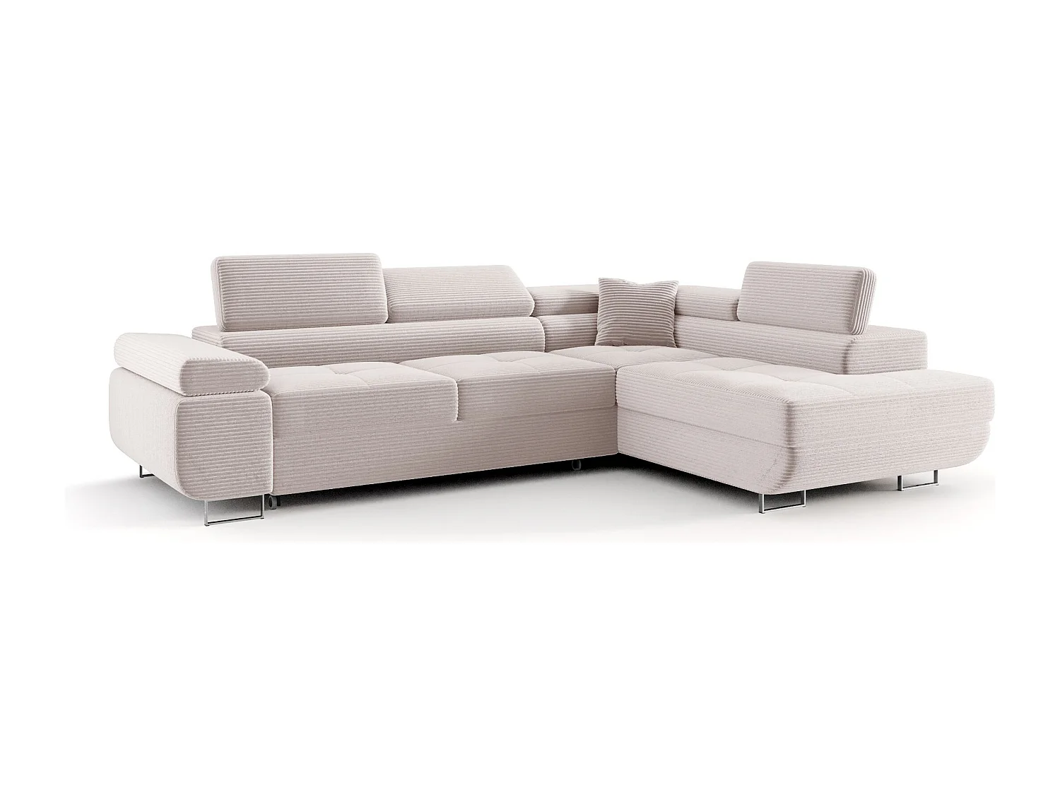 ECKSOFA EMILY mit Schlaffunktion Poso 100 Ecru Rechts L-Form Sofa mit Stauraum Bettkasten Wohnzimmersofa Couch Sofa Bettsofa Bettkasten Bettcouch
