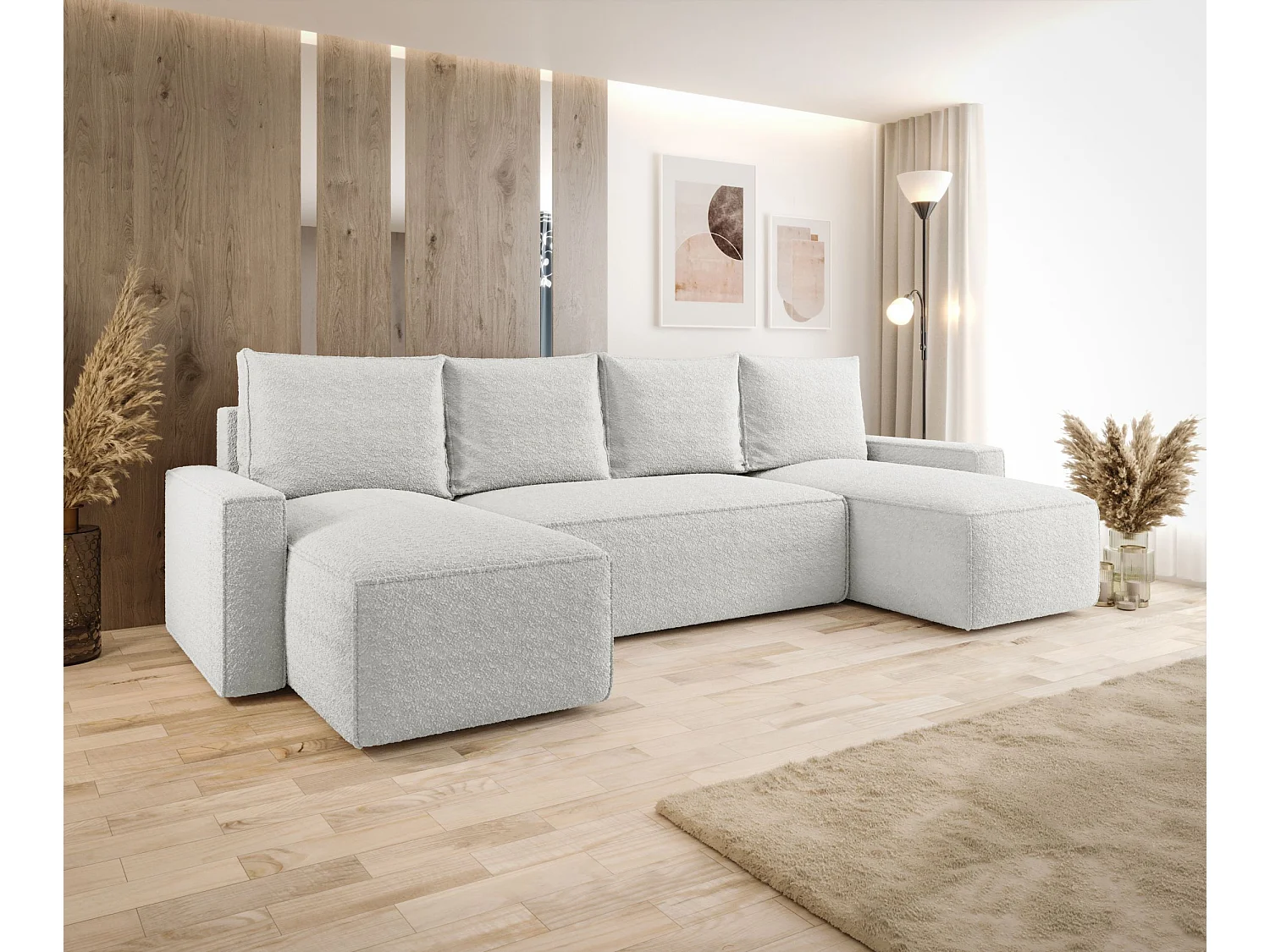 ECKSOFA mit Schlaffunktion SAVIO U Quelle 01 Creme U-Form Sofa mit Stauraum Bettkasten Wohnzimmersofa Couch Sofa Bettsofa Bettkasten Bettcouch