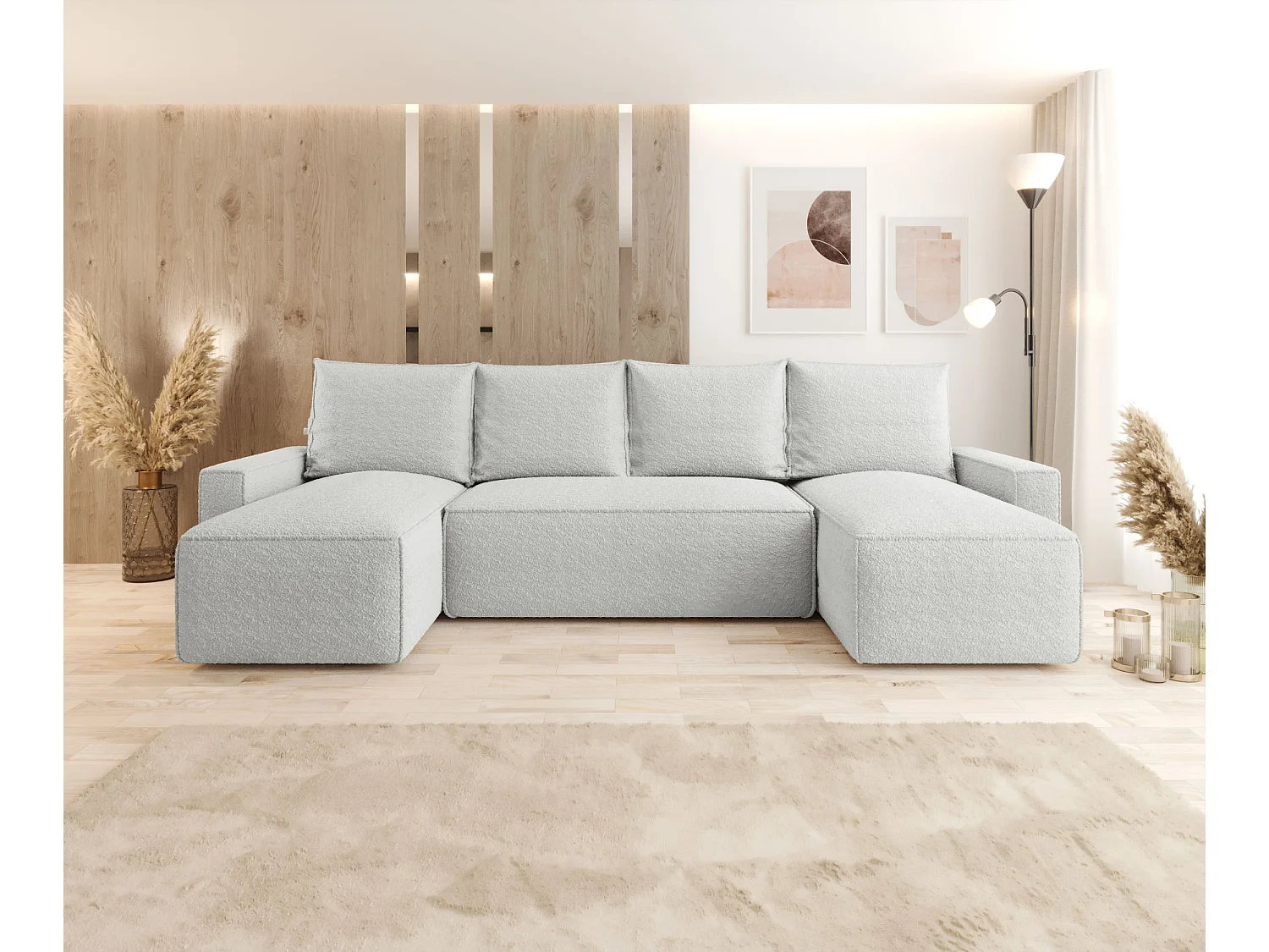 ECKSOFA mit Schlaffunktion SAVIO U Quelle 01 Creme U-Form Sofa mit Stauraum Bettkasten Wohnzimmersofa Couch Sofa Bettsofa Bettkasten Bettcouch