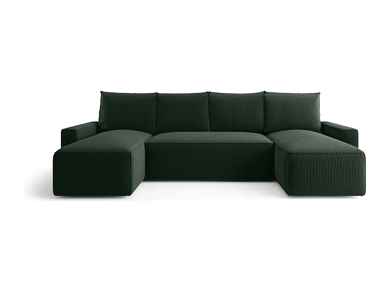 ECKSOFA mit Schlaffunktion SAVIO U Poso 14 Dunkelgrün U-Form Sofa mit Stauraum Bettkasten Wohnzimmersofa Couch Sofa Bettsofa Bettkasten Bettcouch
