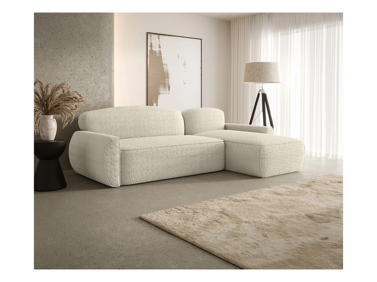 Narożnik z funkcją spania LUCAS Quelle 03 beżowy prawy sofa w kształcie L z pojemnikiem na pościel sofa do salonu, sofa rozkładana, sofa z pojemnikiem