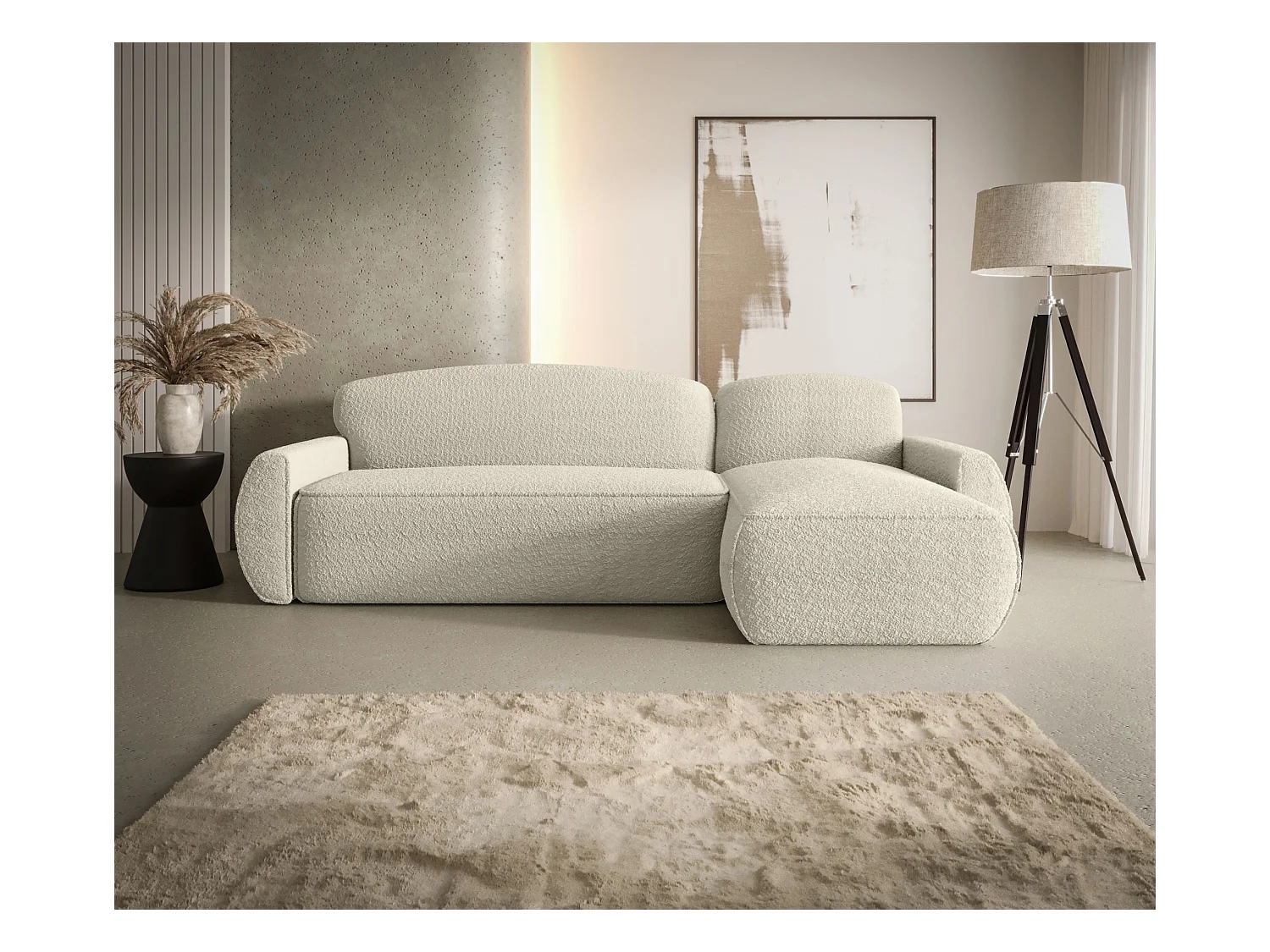 Narożnik z funkcją spania LUCAS Quelle 03 beżowy prawy sofa w kształcie L z pojemnikiem na pościel sofa do salonu, sofa rozkładana, sofa z pojemnikiem