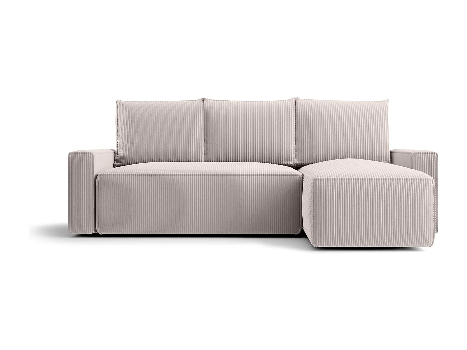Narożnik z funkcją spania SAVIO Poso 100 ecru prawy sofa w kształcie L z pojemnikiem na pościel sofa do salonu, sofa rozkładana, sofa z pojemnikiem