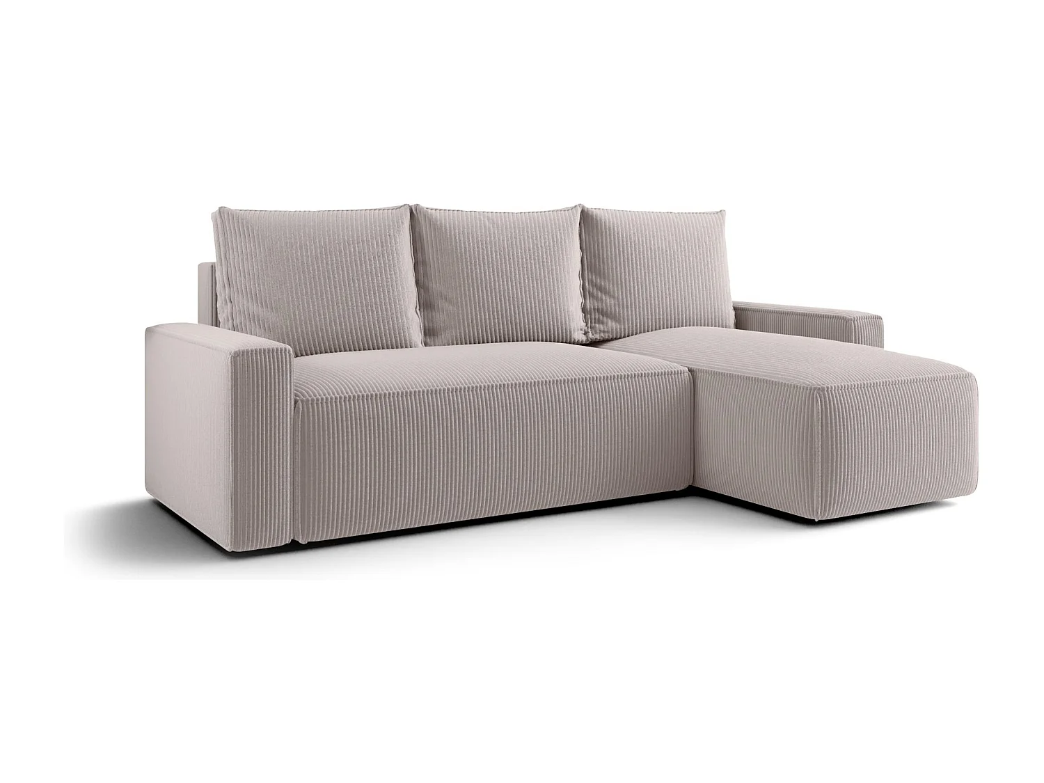 Narożnik z funkcją spania SAVIO Poso 100 ecru prawy sofa w kształcie L z pojemnikiem na pościel sofa do salonu, sofa rozkładana, sofa z pojemnikiem