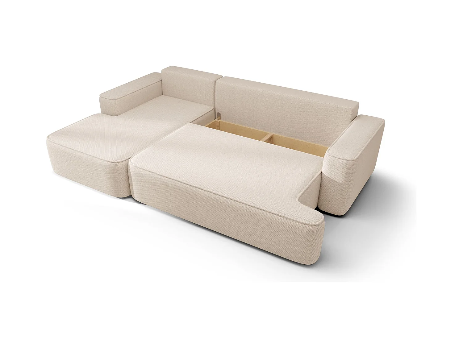 ECKSOFA mit Schlaffunktion FIGO Quelle 02 Ecru Links L-Form Sofa mit Stauraum Bettkasten Wohnzimmersofa Couch Sofa Bettsofa Bettkasten Bettcouch