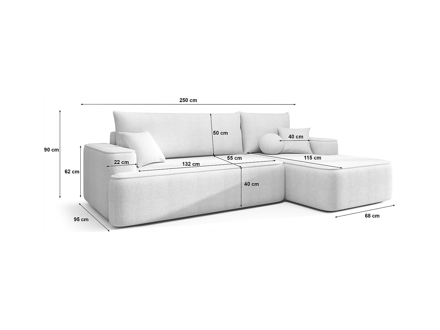 ECKSOFA mit Schlaffunktion FIGO Quelle 02 Ecru Links L-Form Sofa mit Stauraum Bettkasten Wohnzimmersofa Couch Sofa Bettsofa Bettkasten Bettcouch