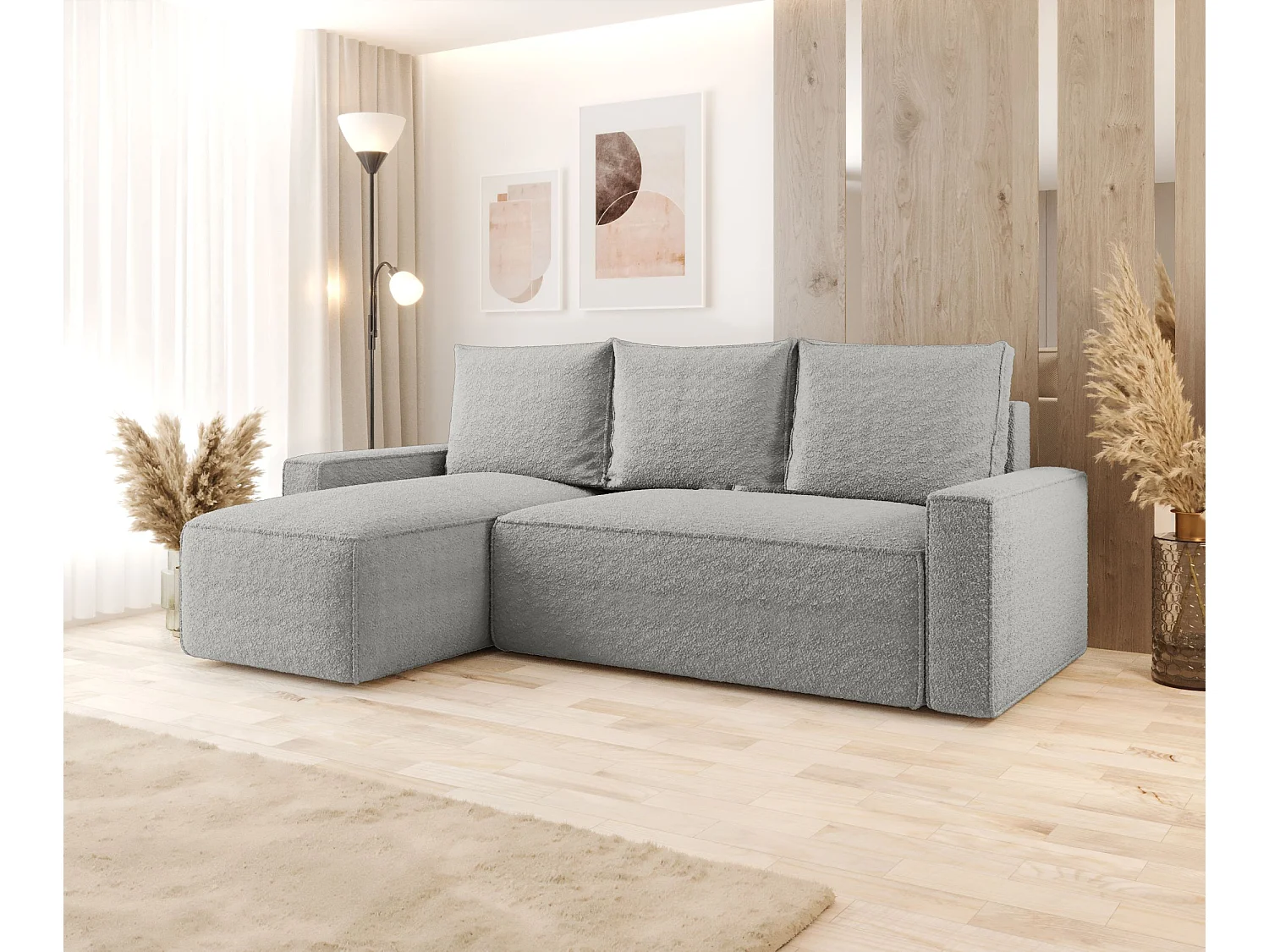 ECKSOFA mit Schlaffunktion SAVIO Quelle 83 Grau Links L-Form Sofa mit Stauraum Bettkasten Wohnzimmersofa Couch Sofa Bettsofa Bettkasten Bettcouch