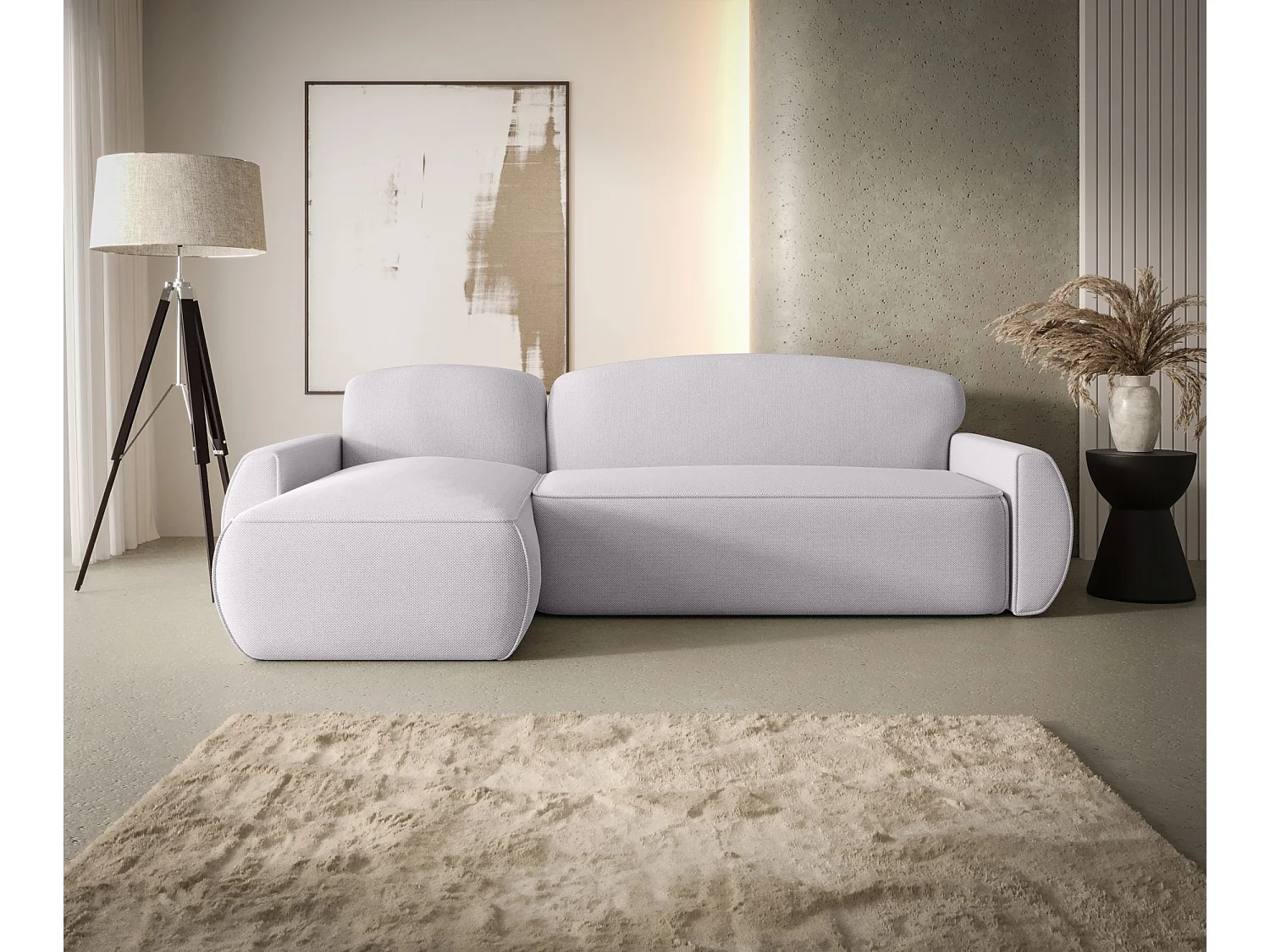 ECKSOFA mit Schlaffunktion LUCAS Curio 80 Hellgrau Links L-Form Sofa mit Stauraum Bettkasten Wohnzimmersofa Couch Sofa Bettsofa Bettkasten Bettcouch