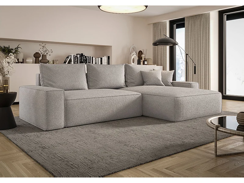ECKSOFA MONA mit Schlaffunktion ARAGON 80 Hellgrau Rechts L-Form Sofa mit Stauraum Bettkasten Wohnzimmersofa Couch Sofa Bettsofa Bettkasten Bettcouch