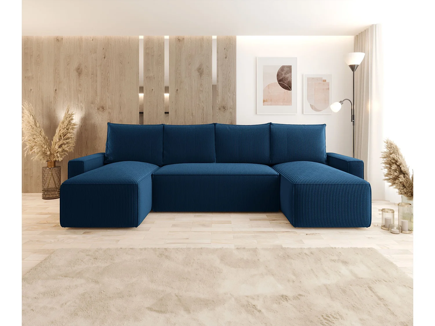 ECKSOFA mit Schlaffunktion SAVIO U Poso 05 Dunkelblau U-Form Sofa mit Stauraum Bettkasten Wohnzimmersofa Couch Sofa Bettsofa Bettkasten Bettcouch