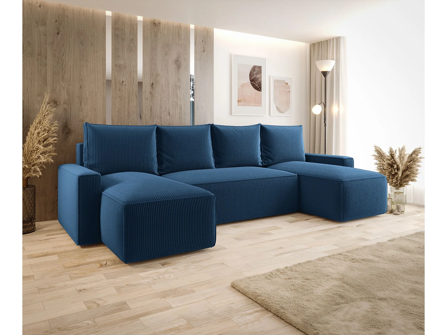 ECKSOFA mit Schlaffunktion SAVIO U Poso 05 Dunkelblau U-Form Sofa mit Stauraum Bettkasten Wohnzimmersofa Couch Sofa Bettsofa Bettkasten Bettcouch