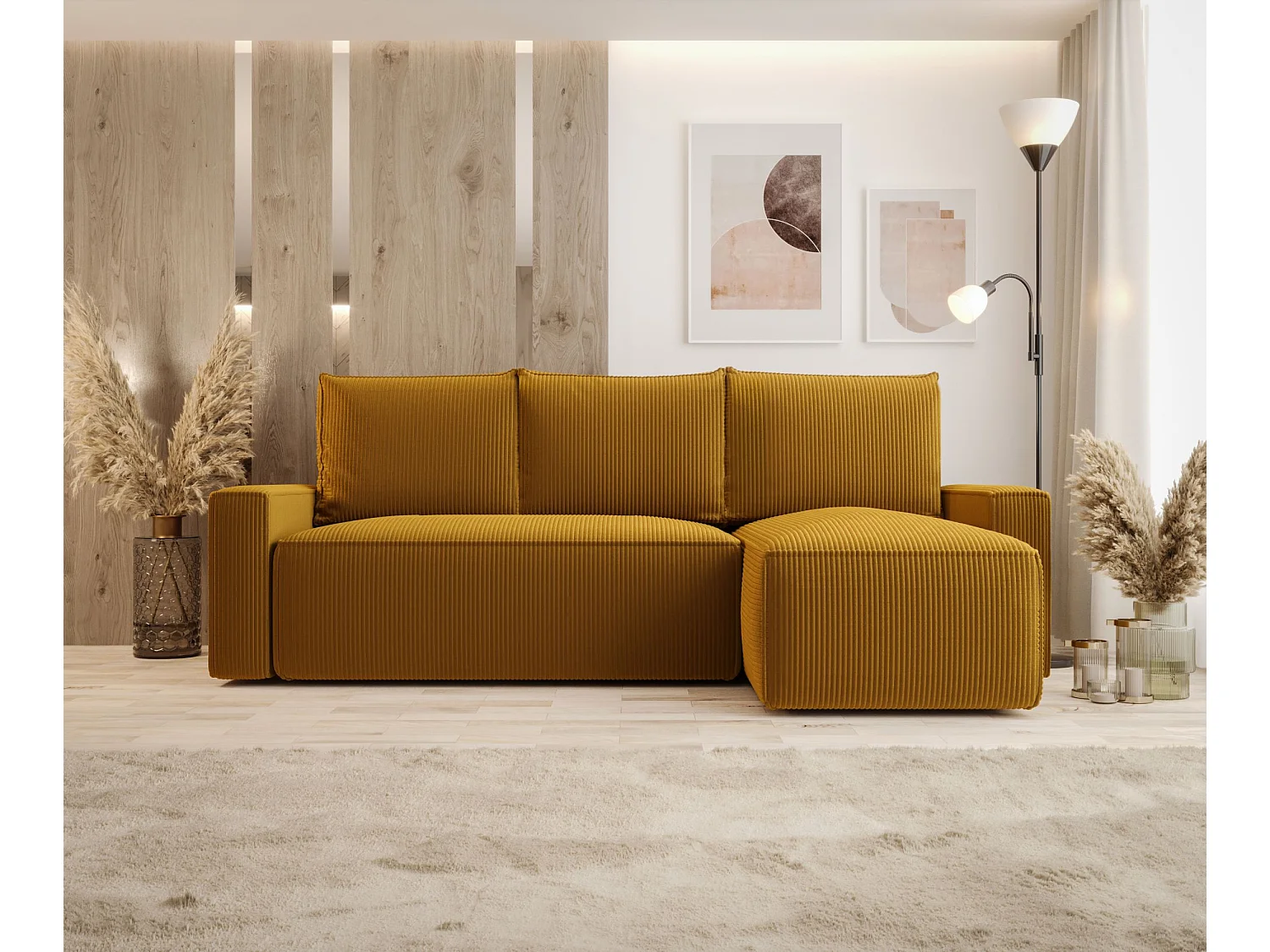 Narożnik z funkcją spania SAVIO Poso 01 pomarańczowy prawy sofa w kształcie L z pojemnikiem na pościel sofa do salonu, sofa rozkładana, sofa z pojemnikiem