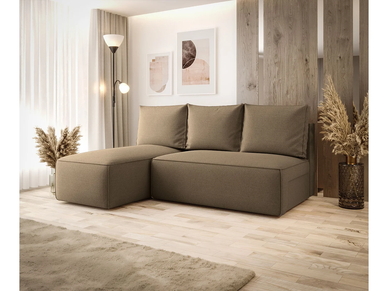 ECKSOFA mit Schlaffunktion SAVIO MINI Curio 20 Braun Links L-Form Sofa mit Stauraum Bettkasten Wohnzimmersofa Couch Sofa Bettsofa Bettkasten Bettcouch