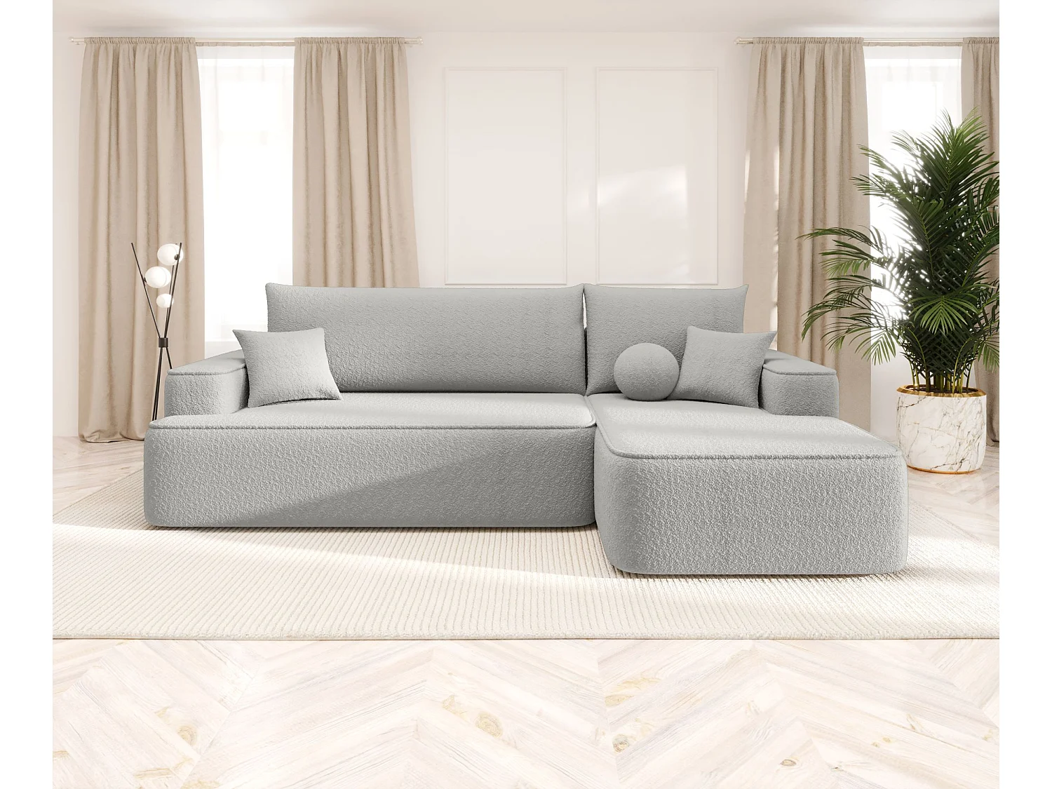 ECKSOFA mit Schlaffunktion FIGO Quelle 83 Grau Rechts L-Form Sofa mit Stauraum Bettkasten Wohnzimmersofa Couch Sofa Bettsofa Bettkasten Bettcouch