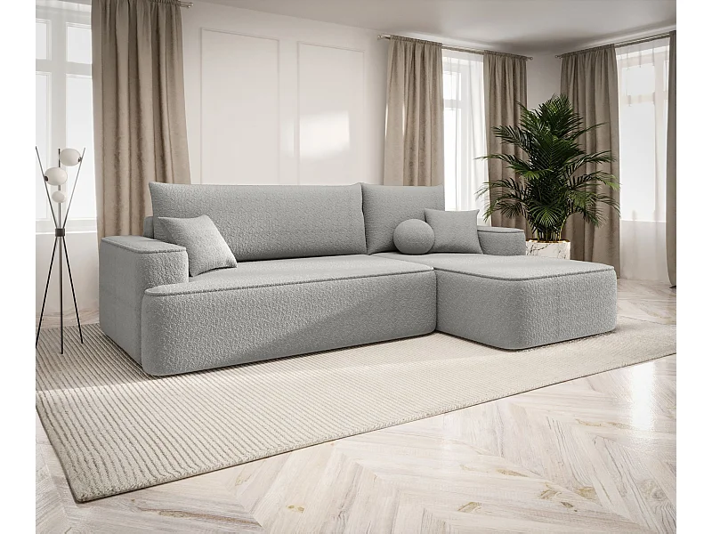 ECKSOFA mit Schlaffunktion FIGO Quelle 83 Grau Rechts L-Form Sofa mit Stauraum Bettkasten Wohnzimmersofa Couch Sofa Bettsofa Bettkasten Bettcouch