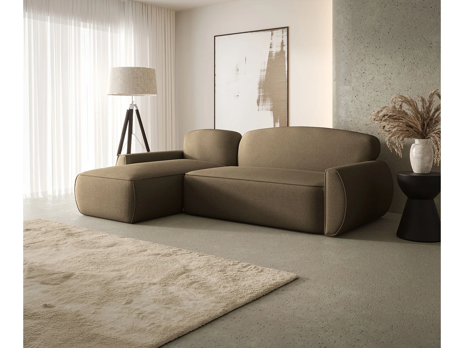 ECKSOFA mit Schlaffunktion LUCAS Curio 20 Braun Links L-Form Sofa mit Stauraum Bettkasten Wohnzimmersofa Couch Sofa Bettsofa Bettkasten Bettcouch