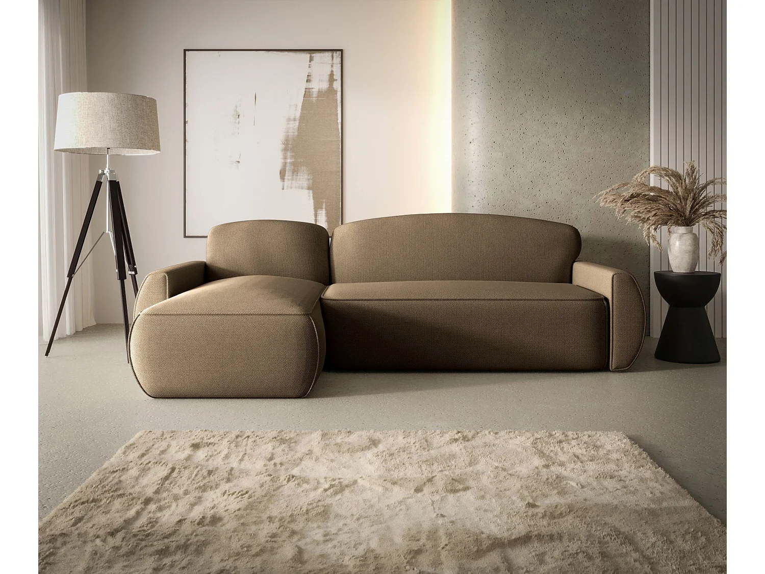 ECKSOFA mit Schlaffunktion LUCAS Curio 20 Braun Links L-Form Sofa mit Stauraum Bettkasten Wohnzimmersofa Couch Sofa Bettsofa Bettkasten Bettcouch