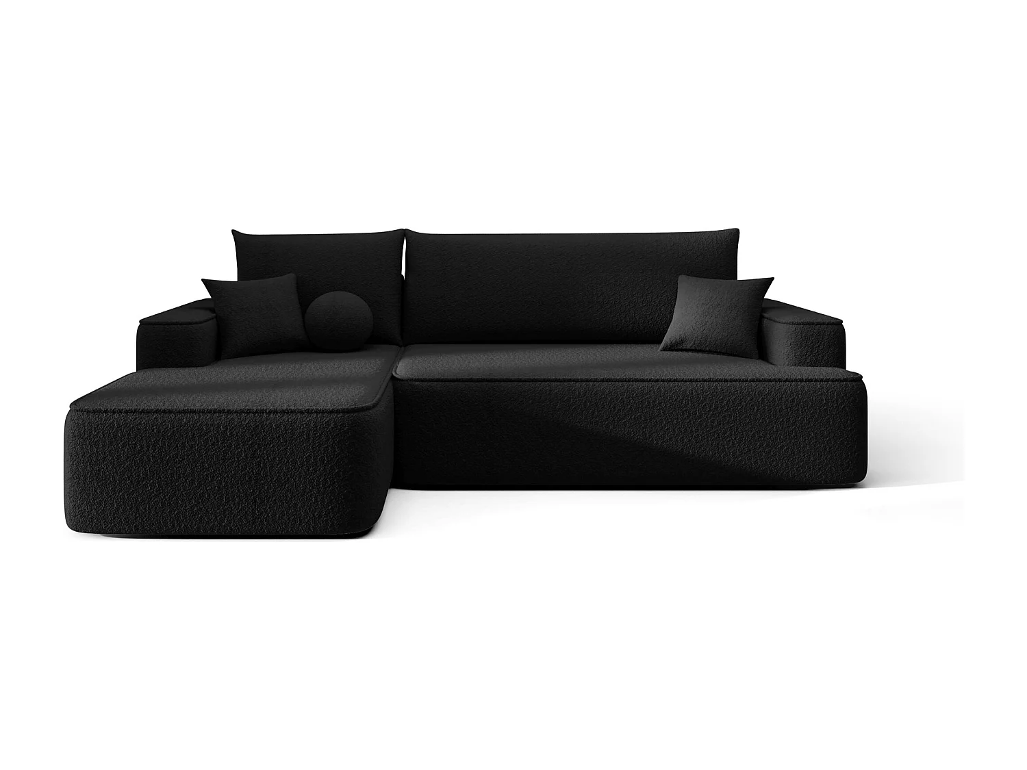 ECKSOFA mit Schlaffunktion FIGO Quelle 100 Schwarz Links L-Form Sofa mit Stauraum Bettkasten Wohnzimmersofa Couch Sofa Bettsofa Bettkasten Bettcouch