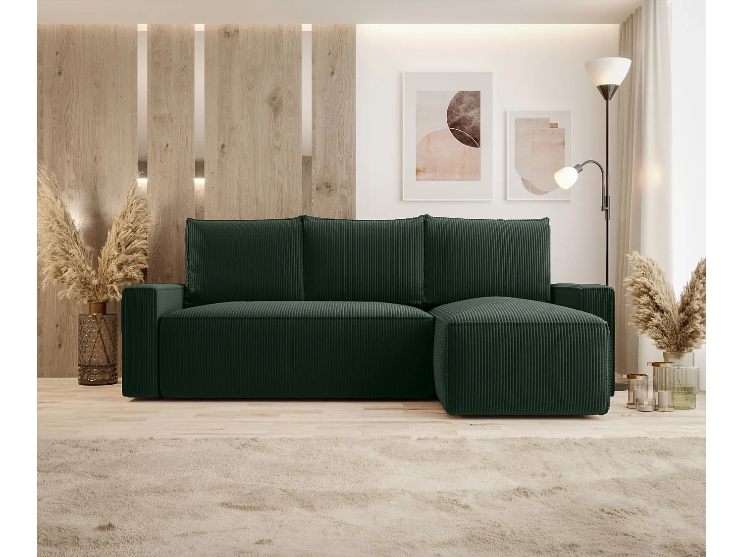 ECKSOFA mit Schlaffunktion SAVIO Poso 14 Dunkelgrün Rechts L-Form Sofa mit Stauraum Bettkasten Wohnzimmersofa Couch Sofa Bettsofa Bettkasten Bettcouch