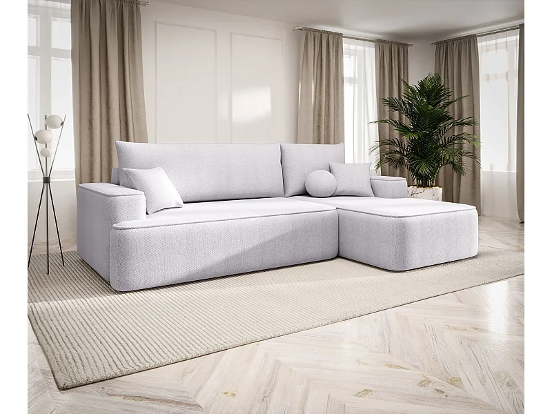 ECKSOFA mit Schlaffunktion FIGO Curio 80 Hellgrau Rechts L-Form Sofa mit Stauraum Bettkasten Wohnzimmersofa Couch Sofa Bettsofa Bettkasten Bettcouch