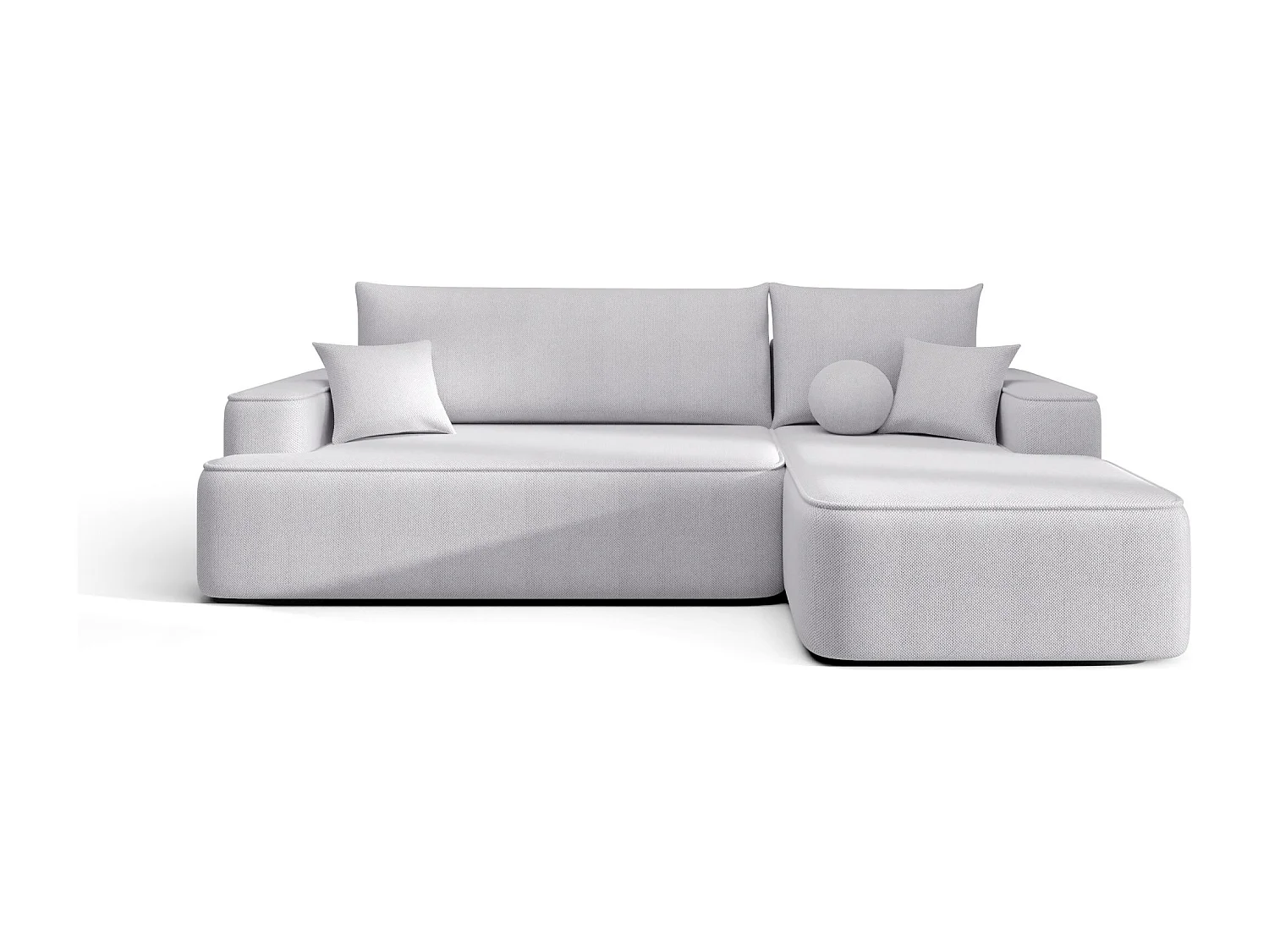 NAROŻNIK FIGO z funkcją spania Curio 80 Jasnoszary Prawy Sofa w kształcie L z pojemnikiem na pościel, sofa rozkładana, sofa do salonu