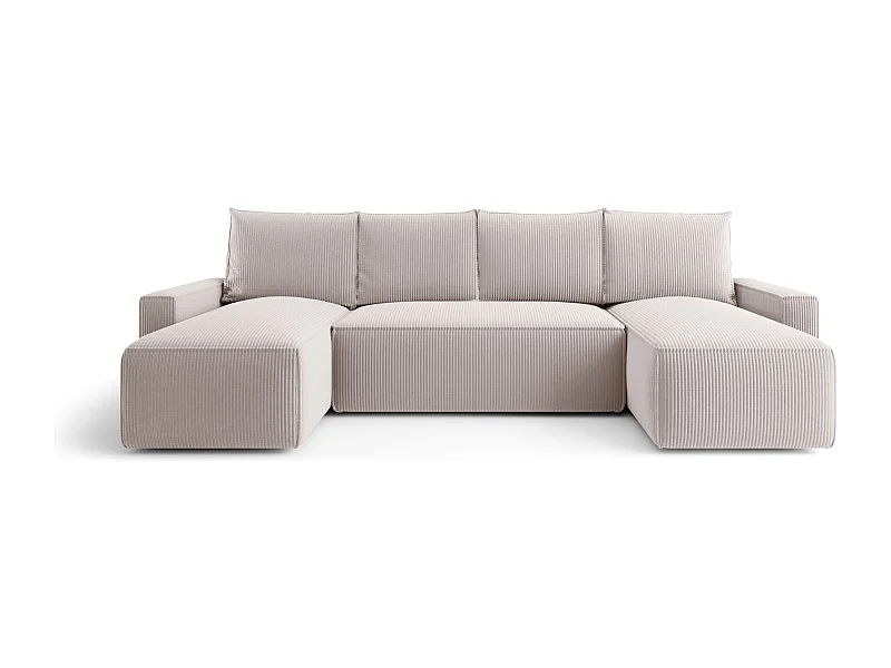 Narożnik z funkcją spania SAVIO U Poso 100 ecru U-Form Sofa z pojemnikiem na pościel sofa do salonu, sofa rozkładana, sofa z pojemnikiem