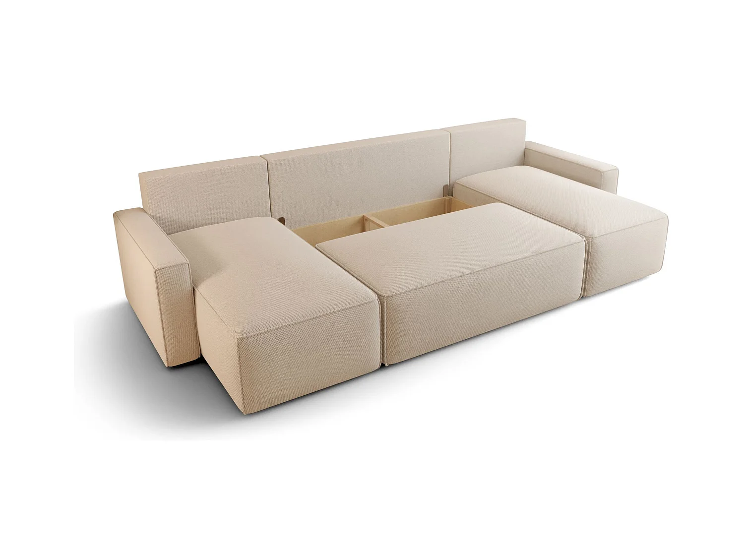 ECKSOFA mit Schlaffunktion SAVIO U Poso 100 Ecru U-Form Sofa mit Stauraum Bettkasten Wohnzimmersofa Couch Sofa Bettsofa Bettkasten Bettcouch