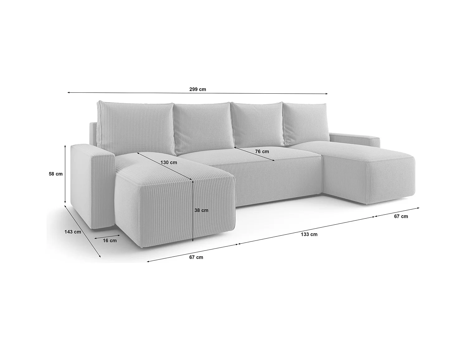 ECKSOFA mit Schlaffunktion SAVIO U Poso 100 Ecru U-Form Sofa mit Stauraum Bettkasten Wohnzimmersofa Couch Sofa Bettsofa Bettkasten Bettcouch