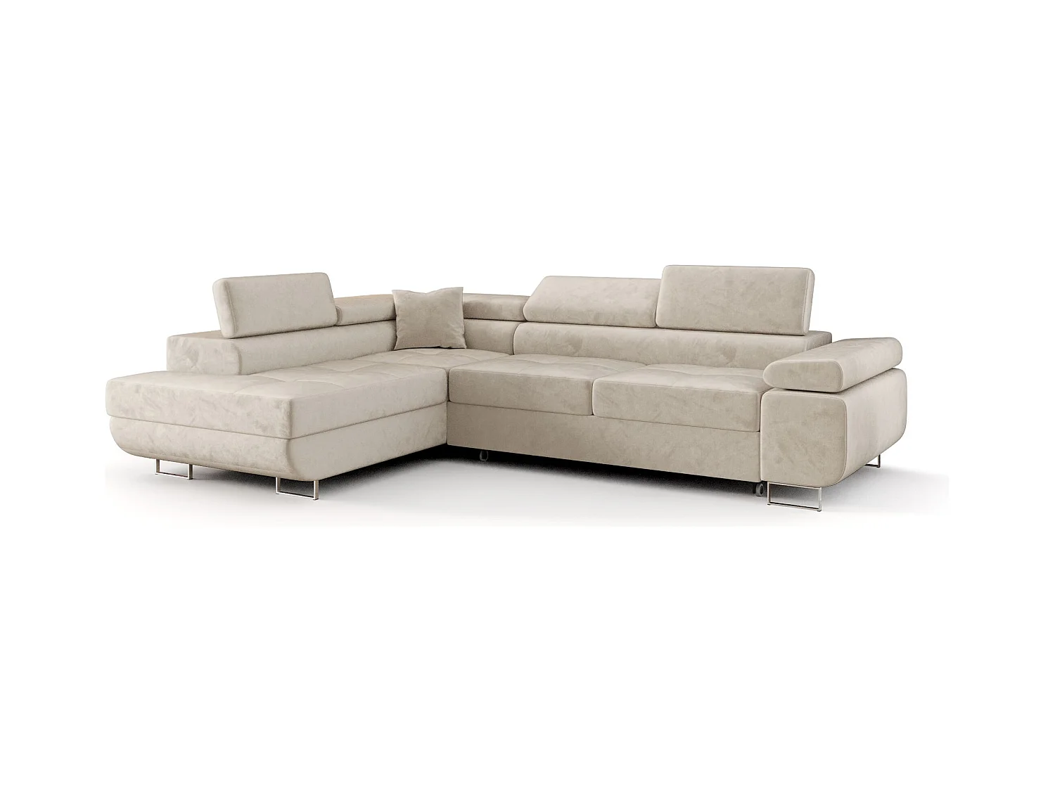ECKSOFA EMILY mit Schlaffunktion Monolith 02 Beige Links L-Form Sofa mit Stauraum Bettkasten Wohnzimmersofa Couch Sofa Bettsofa Bettkasten Bettcouch