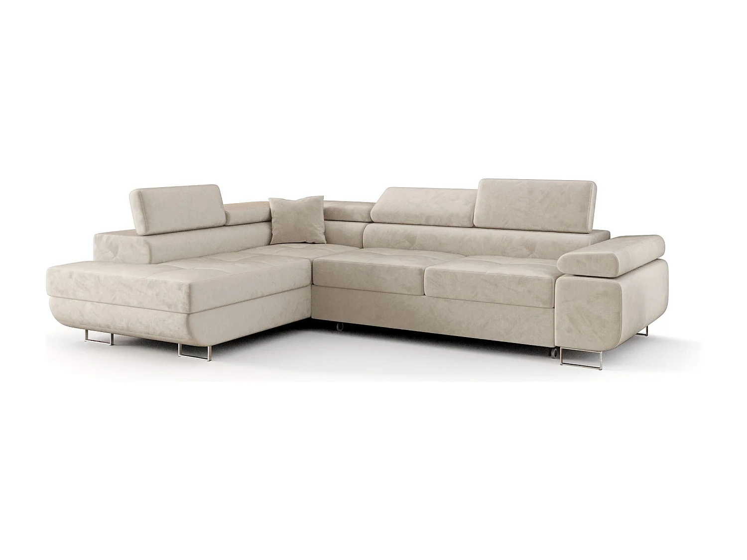 ECKSOFA EMILY mit Schlaffunktion Monolith 02 Beige Links L-Form Sofa mit Stauraum Bettkasten Wohnzimmersofa Couch Sofa Bettsofa Bettkasten Bettcouch
