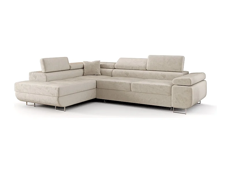 ECKSOFA EMILY mit Schlaffunktion Monolith 02 Beige Links L-Form Sofa mit Stauraum Bettkasten Wohnzimmersofa Couch Sofa Bettsofa Bettkasten Bettcouch