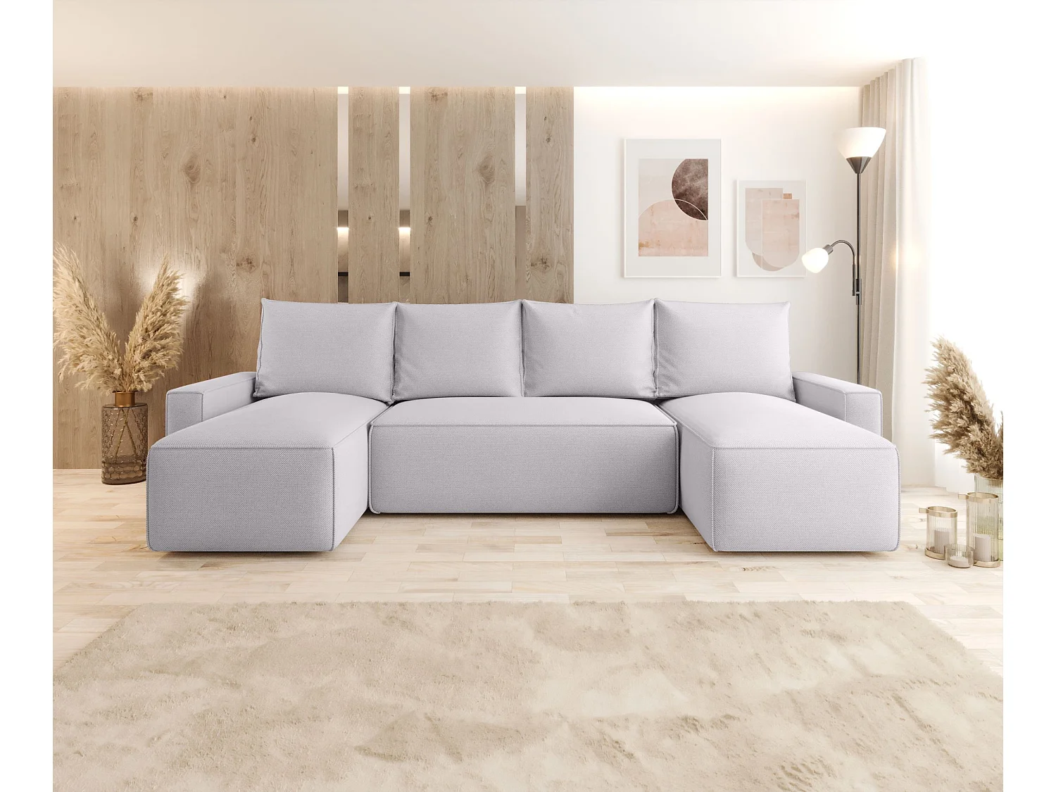 ECKSOFA mit Schlaffunktion SAVIO U Curio 80 Hellgrau U-Form Sofa mit Stauraum Bettkasten Wohnzimmersofa Couch Sofa Bettsofa Bettkasten Bettcouch