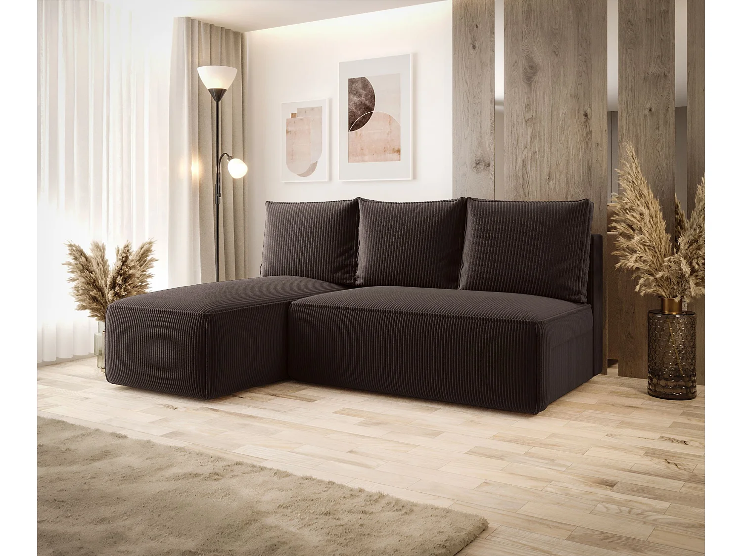 ECKSOFA mit Schlaffunktion SAVIO MINI Poso 06 Braun Links L-Form Sofa mit Stauraum Bettkasten Wohnzimmersofa Couch Sofa Bettsofa Bettkasten Bettcouch