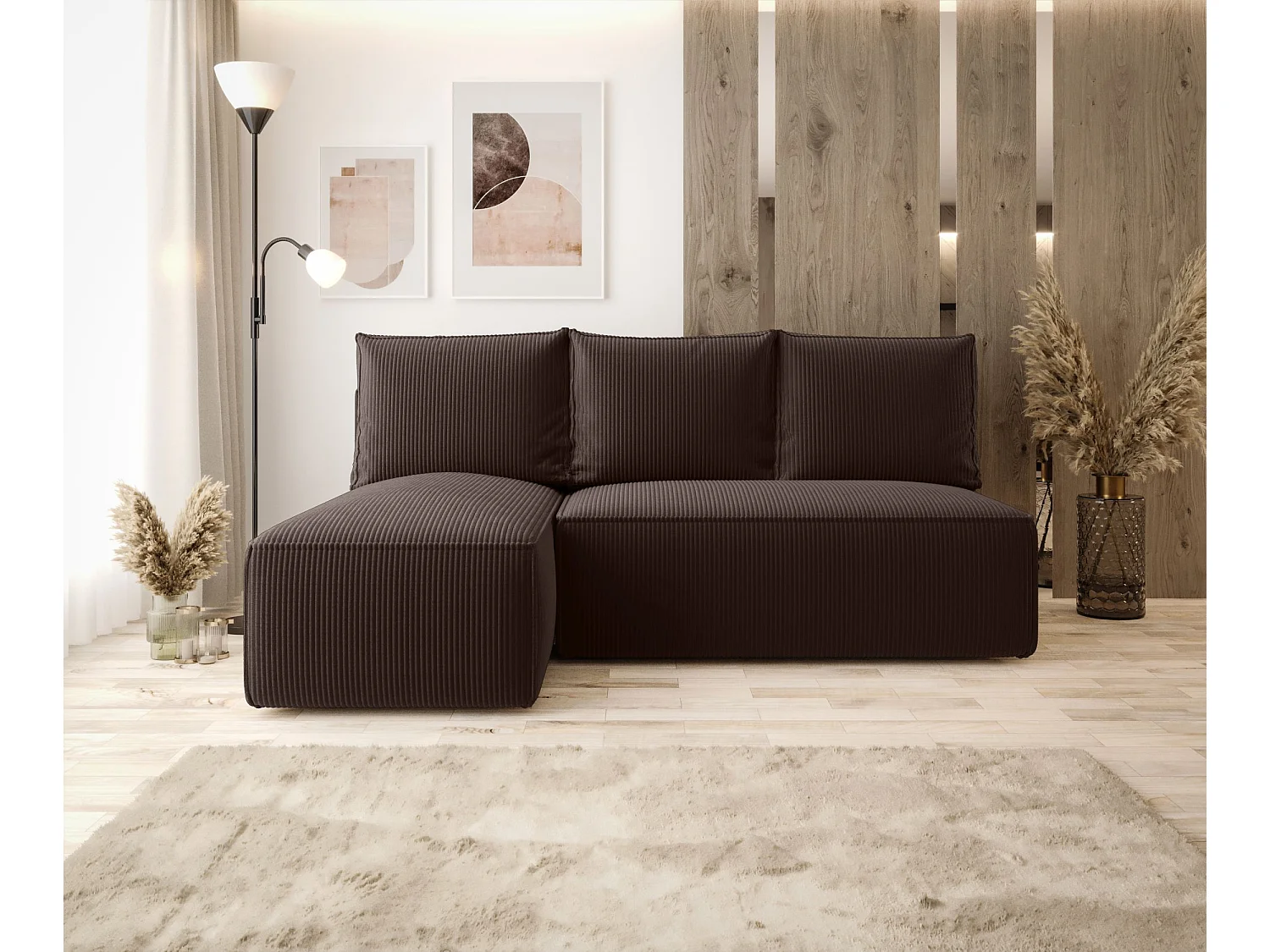 ECKSOFA mit Schlaffunktion SAVIO MINI Poso 06 Braun Links L-Form Sofa mit Stauraum Bettkasten Wohnzimmersofa Couch Sofa Bettsofa Bettkasten Bettcouch