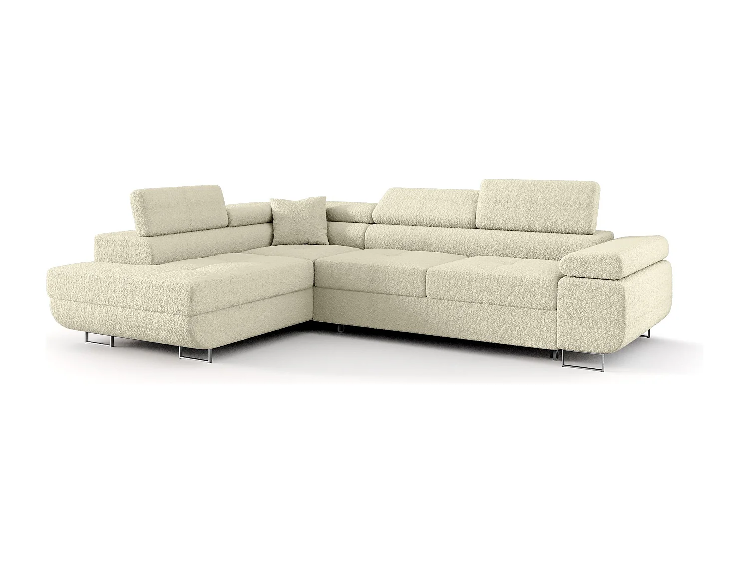 ECKSOFA EMILY mit Schlaffunktion Quelle 02 Ecru Links L-Form Sofa mit Stauraum Bettkasten Wohnzimmersofa Couch Sofa Bettsofa Bettkasten Bettcouch