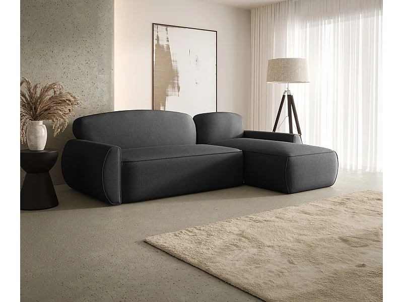 ECKSOFA mit Schlaffunktion LUCAS Curio 97 Dunkelgrau Rechts L-Form Sofa mit Stauraum Bettkasten Wohnzimmersofa Couch Sofa Bettsofa Bettkasten Bettcouch