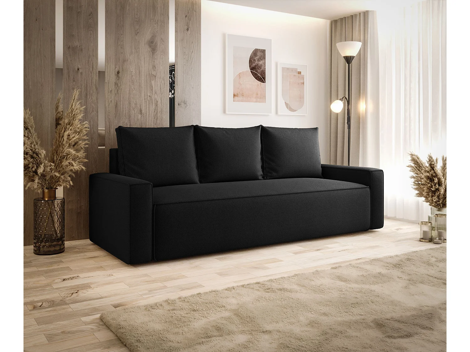 SOFA SAVIO Curio 99 Schwarz mit Stauraum Bettkasten Wohnzimmersofa Couch Sofa Bettsofa Bettkasten Bettcouch