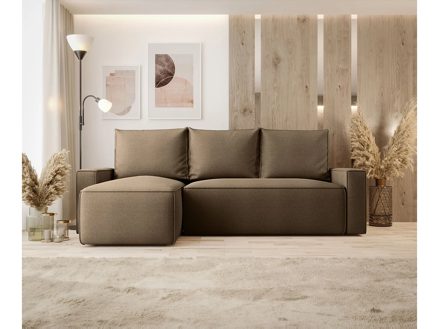 ECKSOFA mit Schlaffunktion SAVIO Curio 20 Braun Links L-Form Sofa mit Stauraum Bettkasten Wohnzimmersofa Couch Sofa Bettsofa Bettkasten Bettcouch