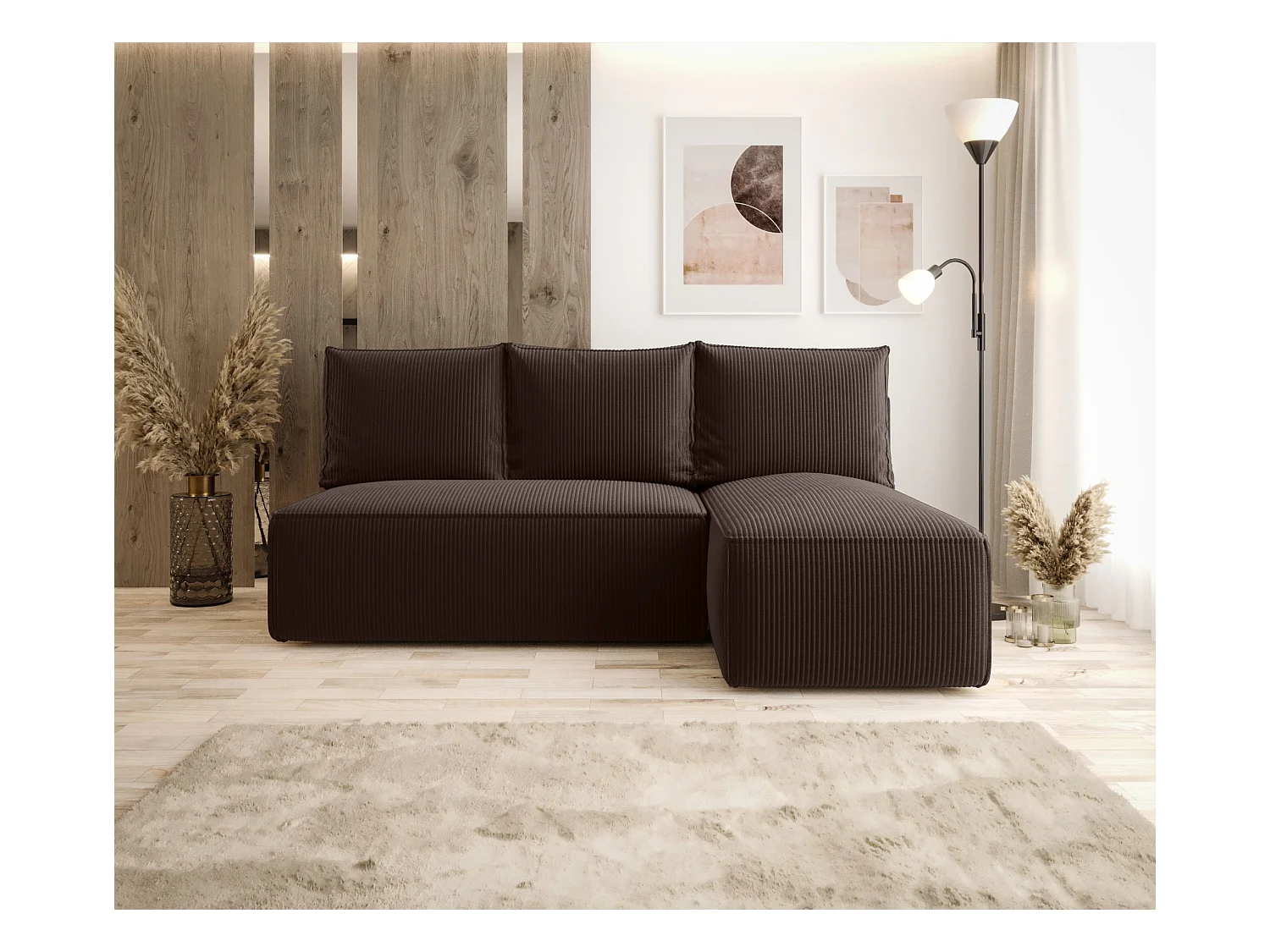 ECKSOFA mit Schlaffunktion SAVIO MINI Poso 06 Braun Rechts L-Form Sofa mit Stauraum Bettkasten Wohnzimmersofa Couch Sofa Bettsofa Bettkasten Bettcouch