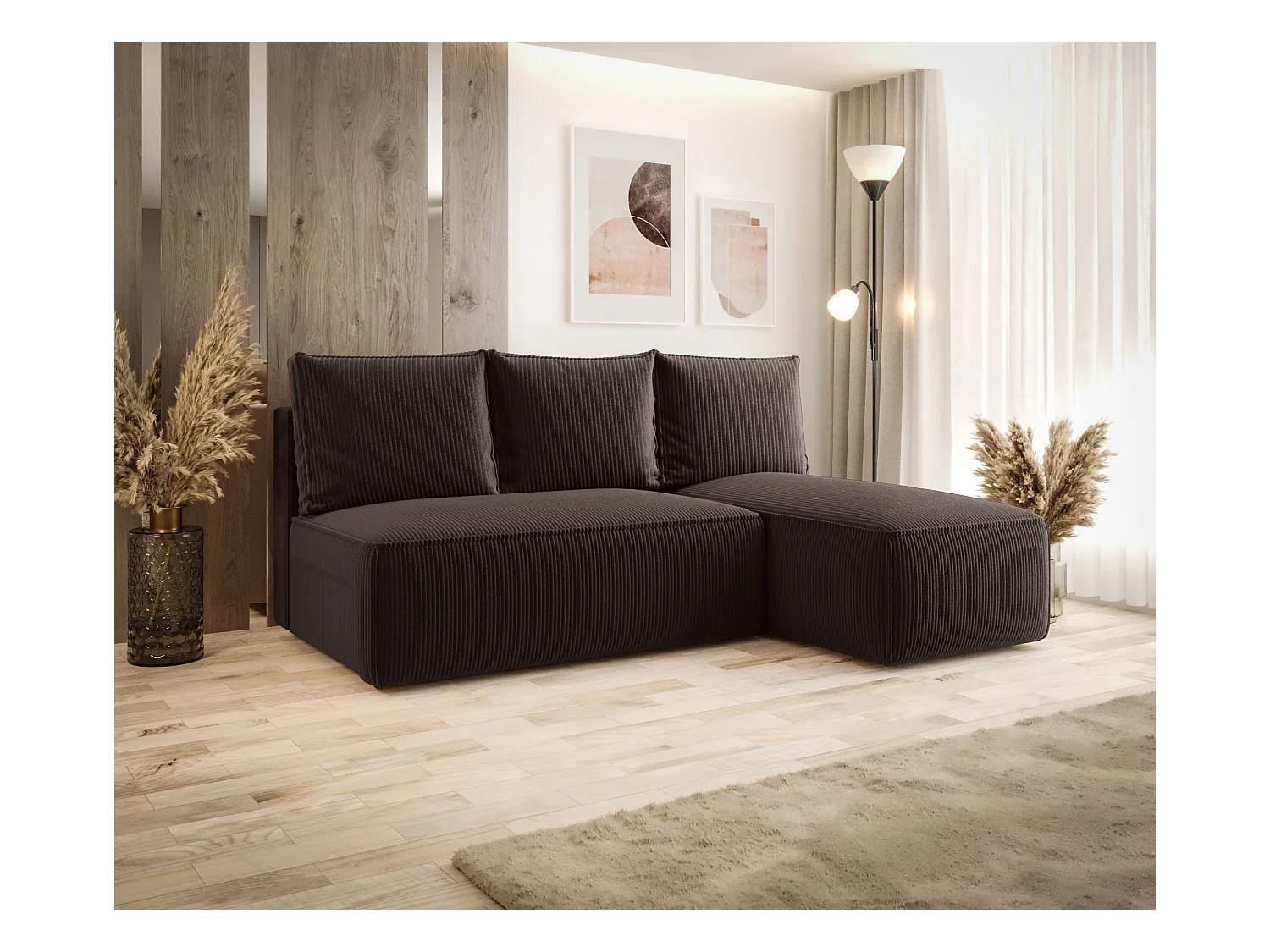 ECKSOFA mit Schlaffunktion SAVIO MINI Poso 06 Braun Rechts L-Form Sofa mit Stauraum Bettkasten Wohnzimmersofa Couch Sofa Bettsofa Bettkasten Bettcouch