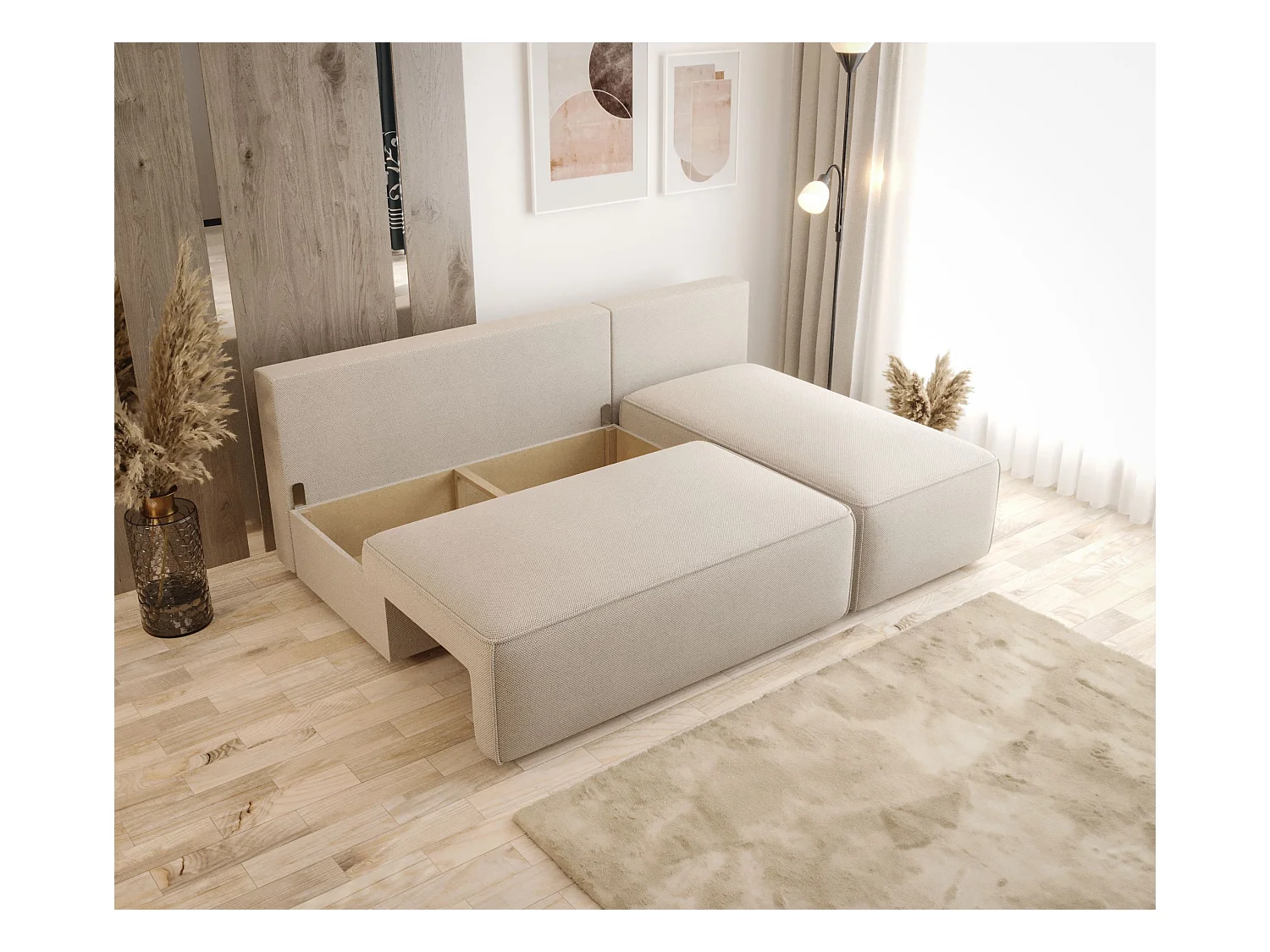ECKSOFA mit Schlaffunktion SAVIO MINI Poso 06 Braun Rechts L-Form Sofa mit Stauraum Bettkasten Wohnzimmersofa Couch Sofa Bettsofa Bettkasten Bettcouch
