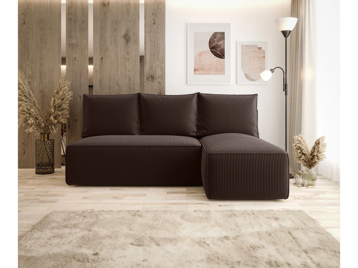 ECKSOFA mit Schlaffunktion SAVIO MINI Poso 06 Braun Rechts L-Form Sofa mit Stauraum Bettkasten Wohnzimmersofa Couch Sofa Bettsofa Bettkasten Bettcouch