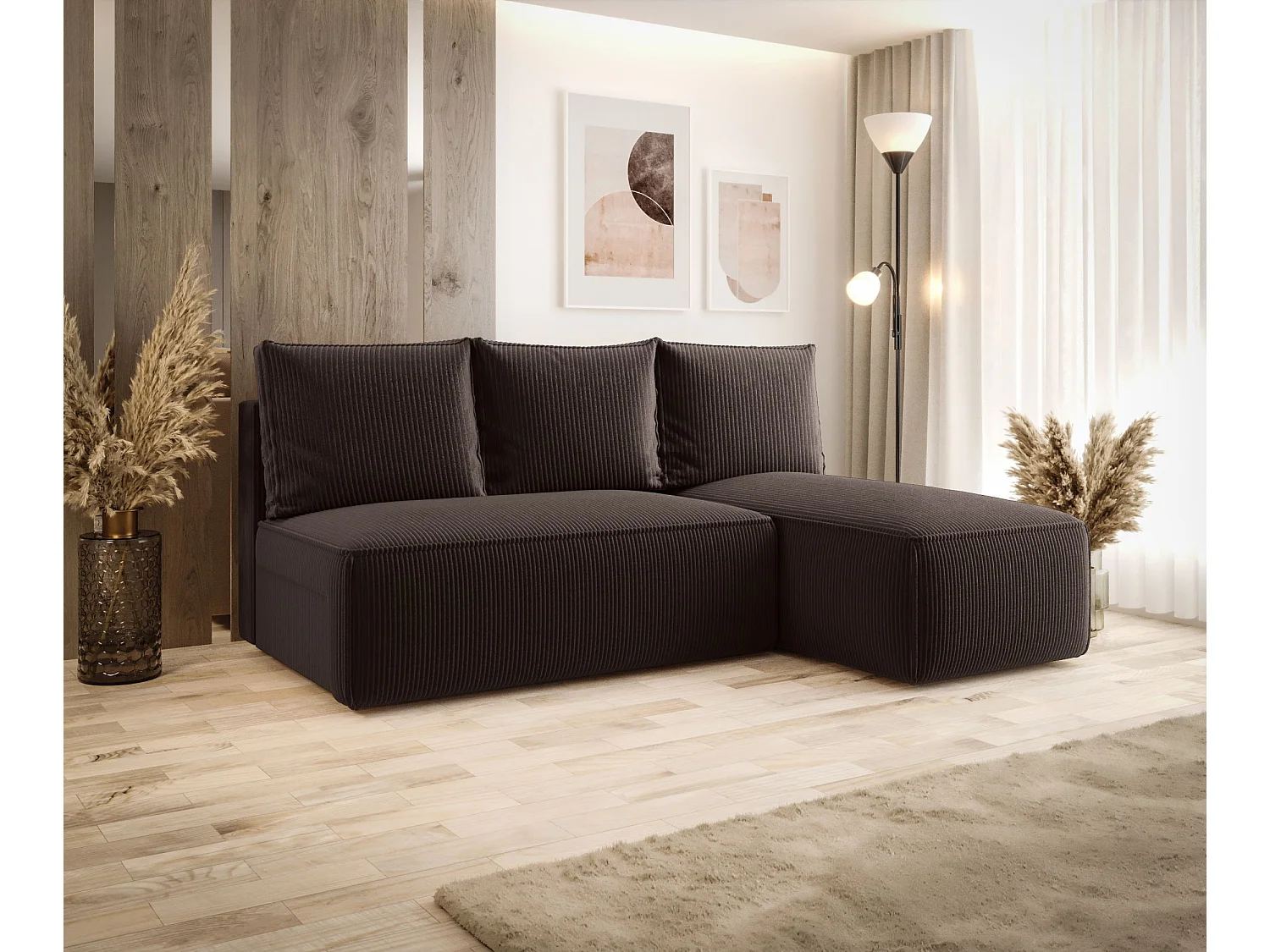 ECKSOFA mit Schlaffunktion SAVIO MINI Poso 06 Braun Rechts L-Form Sofa mit Stauraum Bettkasten Wohnzimmersofa Couch Sofa Bettsofa Bettkasten Bettcouch