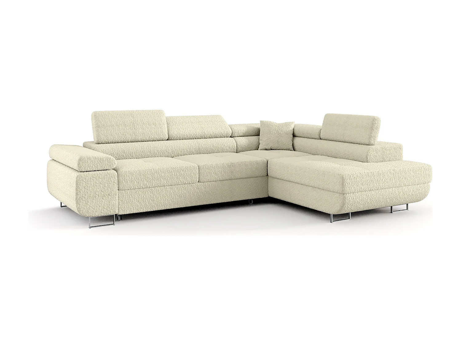 ECKSOFA EMILY mit Schlaffunktion Quelle 02 Ecru Rechts L-Form Sofa mit Stauraum Bettkasten Wohnzimmersofa Couch Sofa Bettsofa Bettkasten Bettcouch