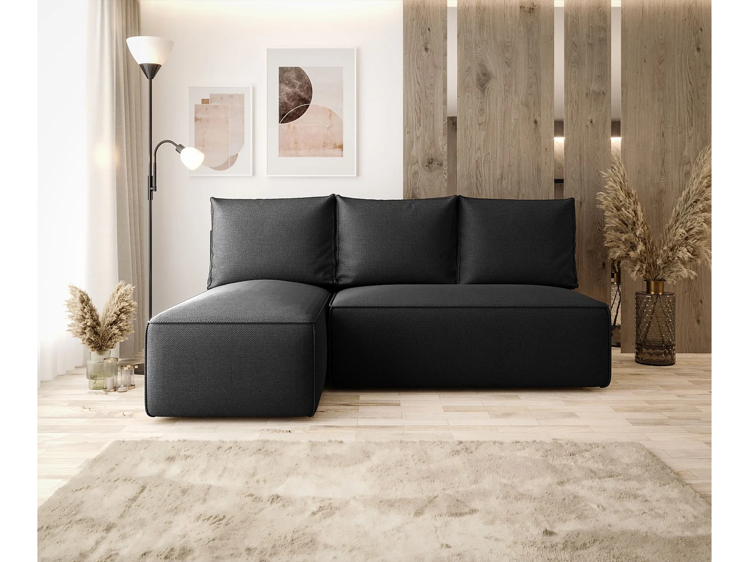 ECKSOFA mit Schlaffunktion SAVIO MINI Curio 97 Dunkelgrau Links L-Form Sofa mit Stauraum Bettkasten Wohnzimmersofa Couch Sofa Bettsofa Bettkasten Bettcouch