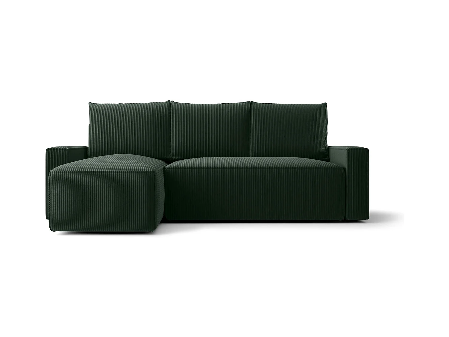 Narożnik z funkcją spania SAVIO Poso 14 ciemnozielony lewy sofa w kształcie L z pojemnikiem na pościel sofa do salonu, sofa rozkładana, sofa z pojemnikiem