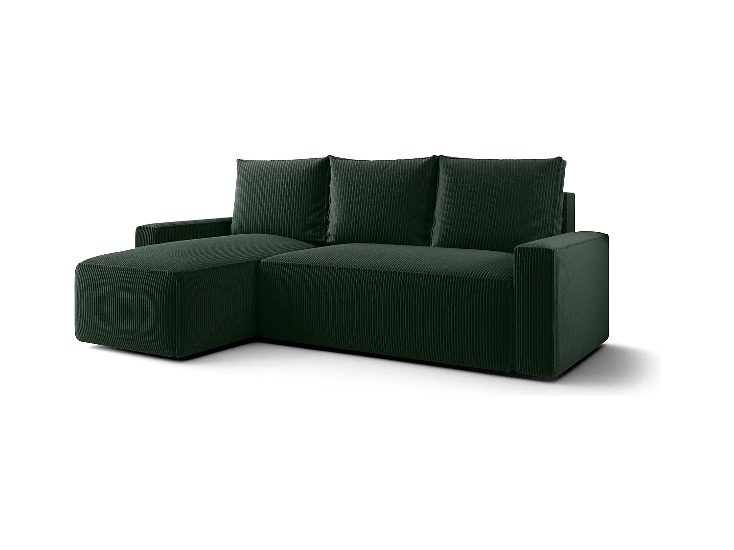 Narożnik z funkcją spania SAVIO Poso 14 ciemnozielony lewy sofa w kształcie L z pojemnikiem na pościel sofa do salonu, sofa rozkładana, sofa z pojemnikiem