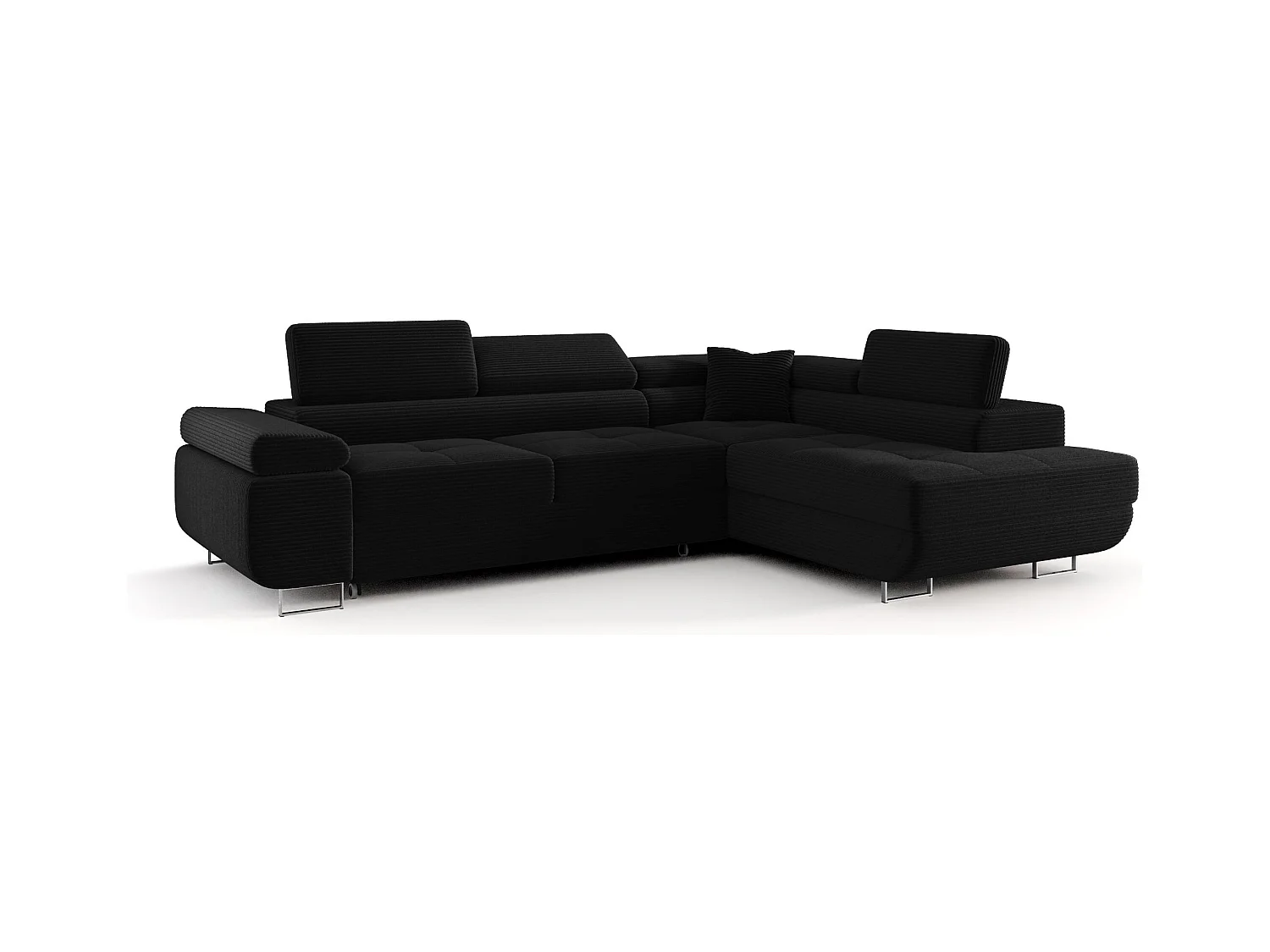 ECKSOFA EMILY mit Schlaffunktion Poso 135 Schwarz Rechts L-Form Sofa mit Stauraum Bettkasten Wohnzimmersofa Couch Sofa Bettsofa Bettkasten Bettcouch